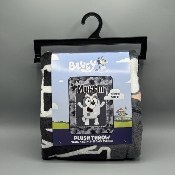 Bluey & Friends MUFFIN Dark Wash Throw Blanket 45x60 NEW